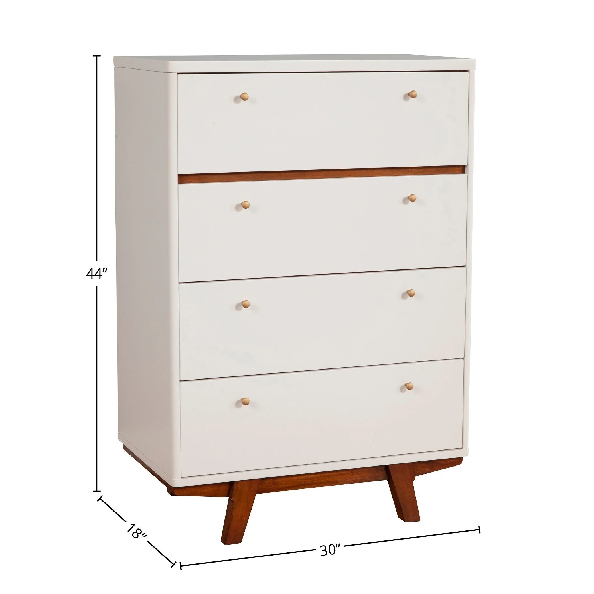 Alpine Furniture Dakota 4 Drawer Wood Chest in White