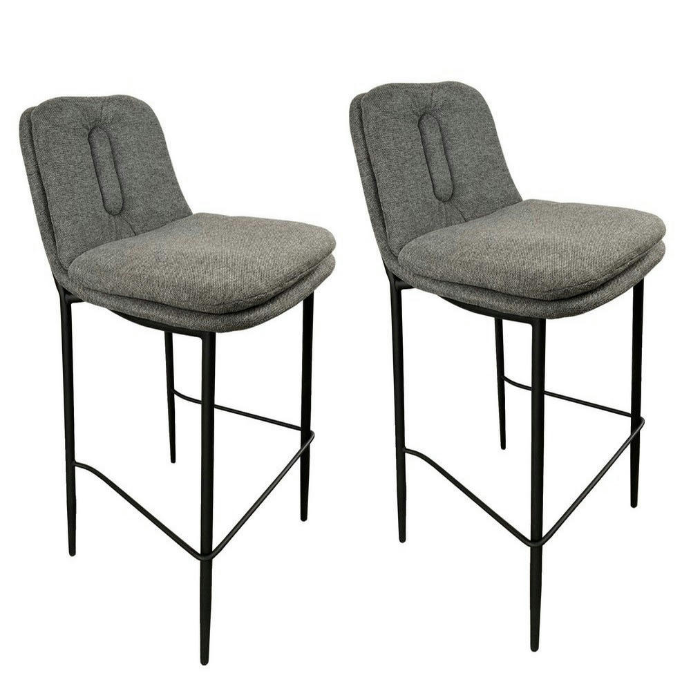 MGM - 2 Chaises de bar en tissu gris Anthracite