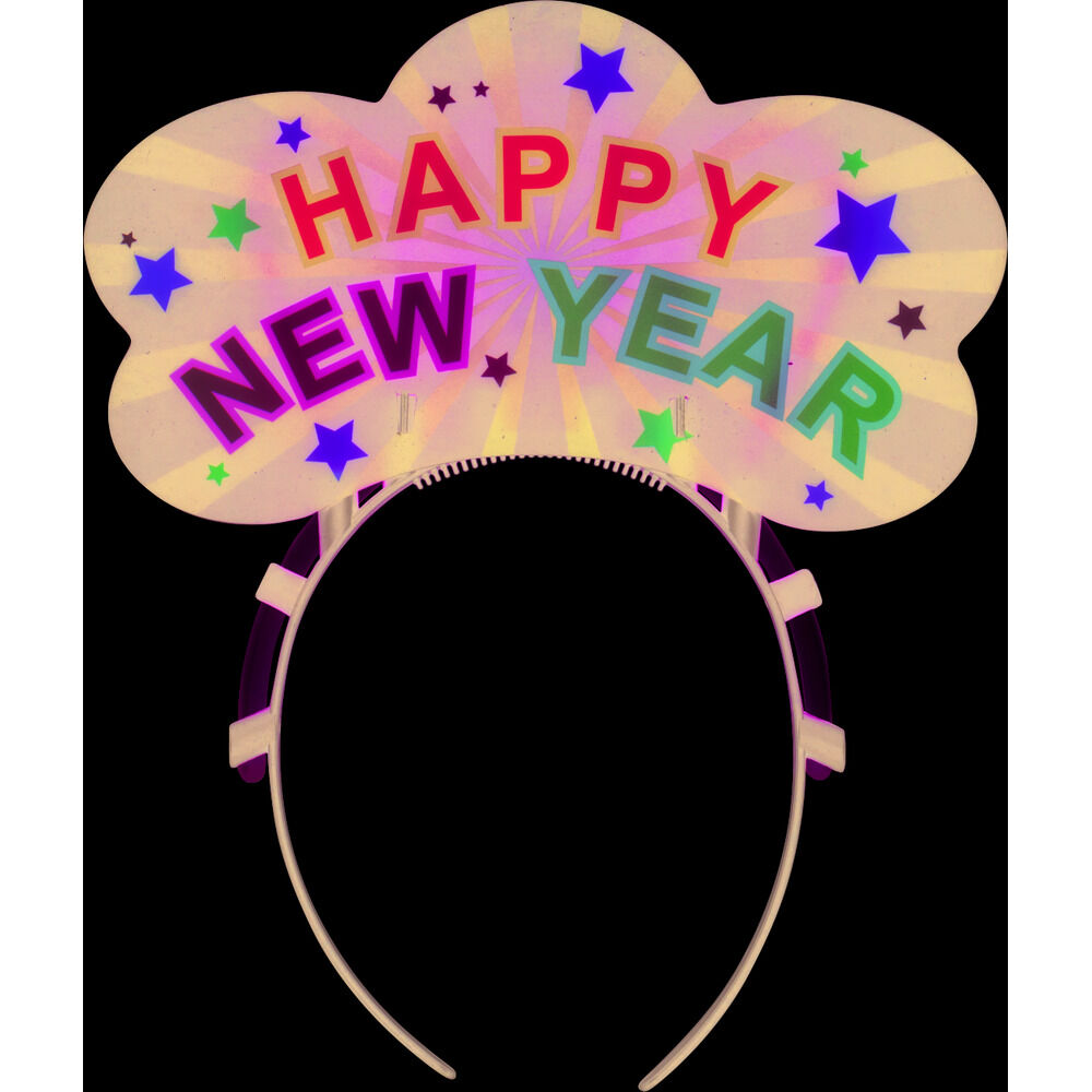 Serre tête phosphorescent Happy New Year L12x19cm
