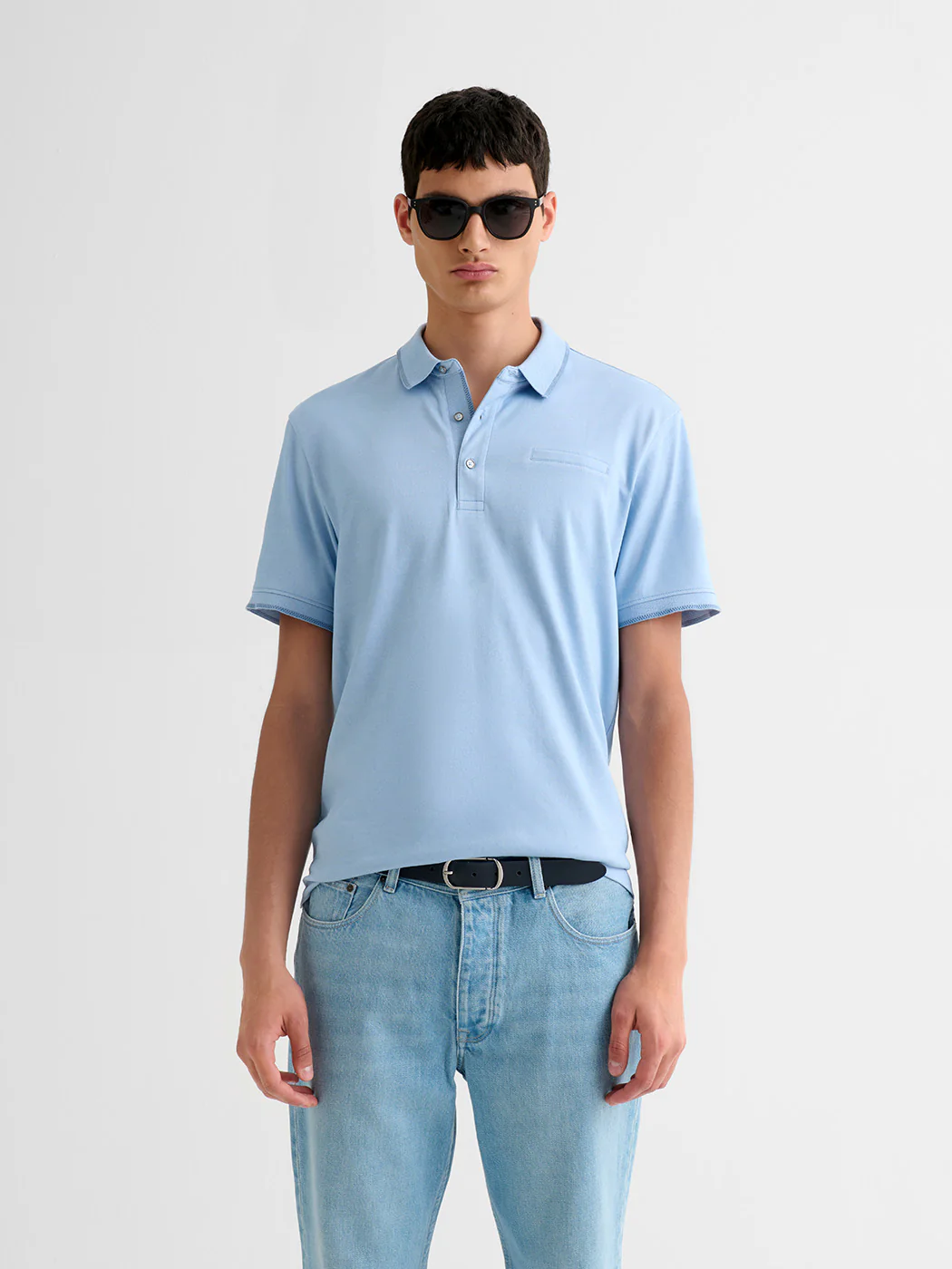 Polo boutonné chiné