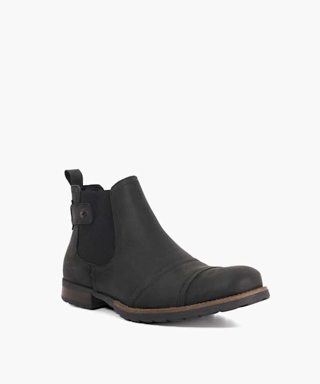 Saltwood Black - Leather Wide Fit Casual Chelsea Boots