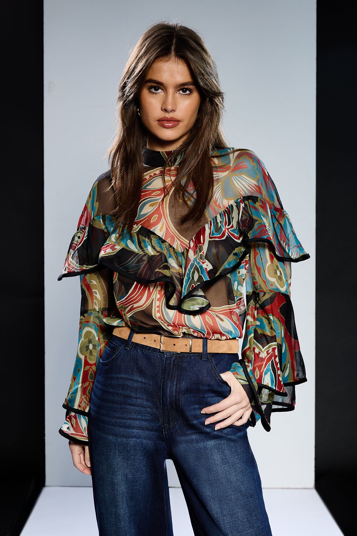 RUNWAY 1.8.1.8 Runway 1.8.1.8 Wide Sleeve High Neck Frill Blouse