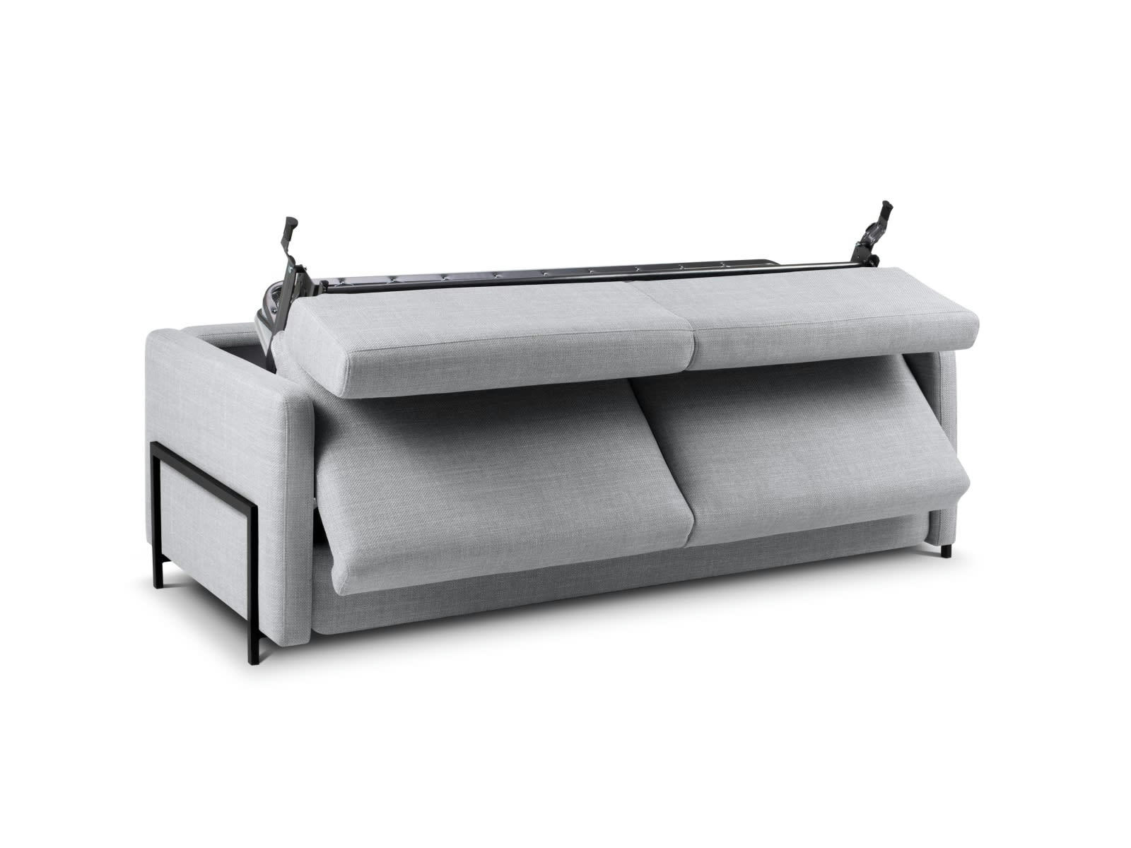 YANIS - Canapé Convertible 3 places en Tissu Structurel Gris Clair