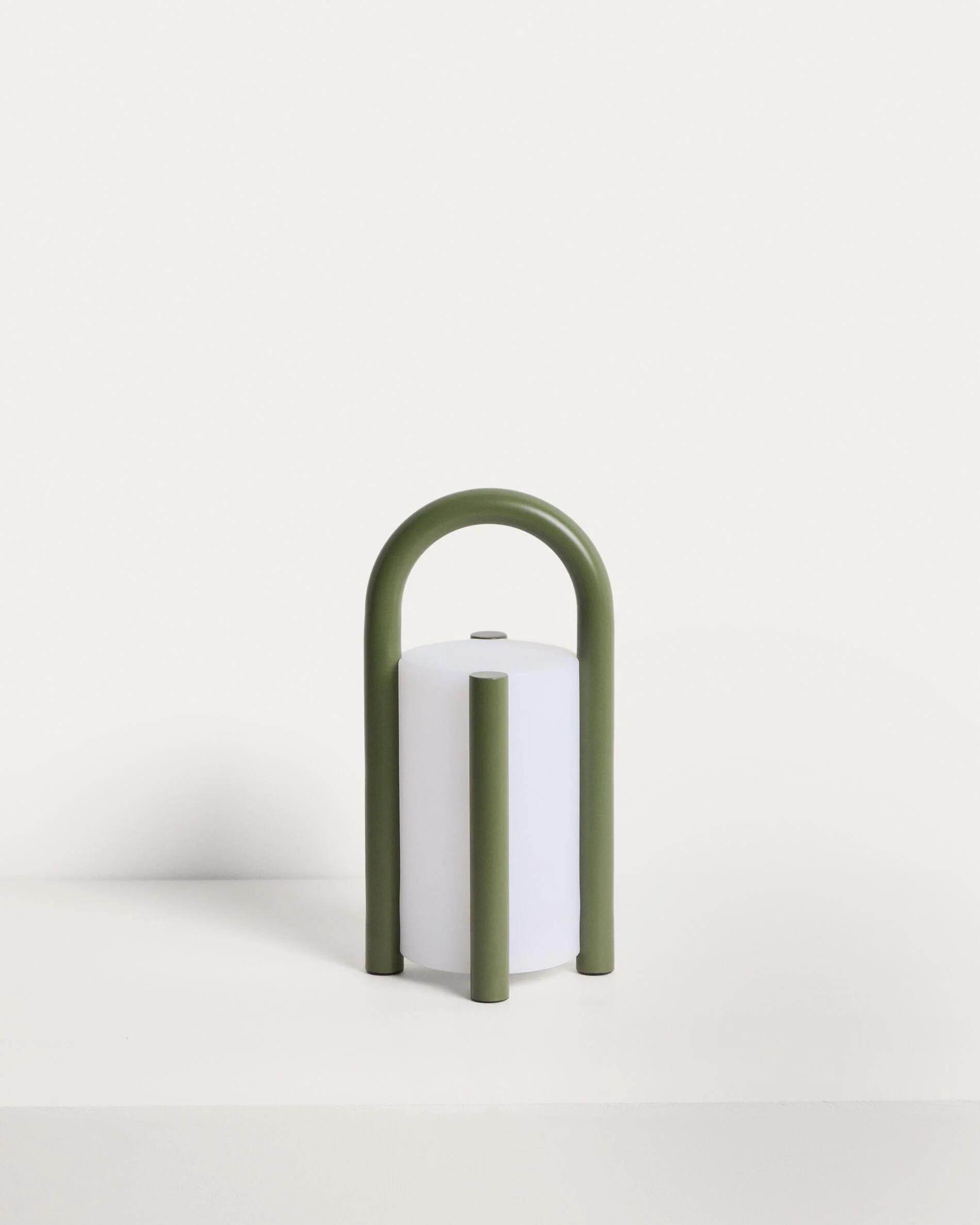 Leros small portable table lamp in green polyethylene and steel