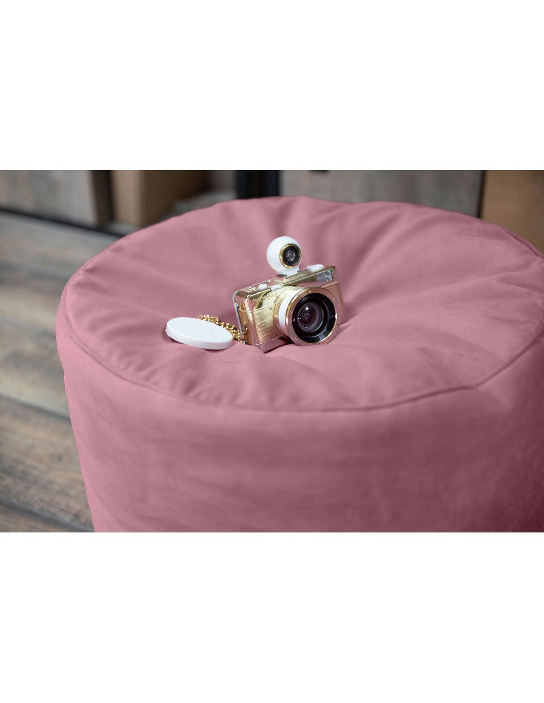 JUMBO VELVET - Pouf rond d'intérieur en velours dragée