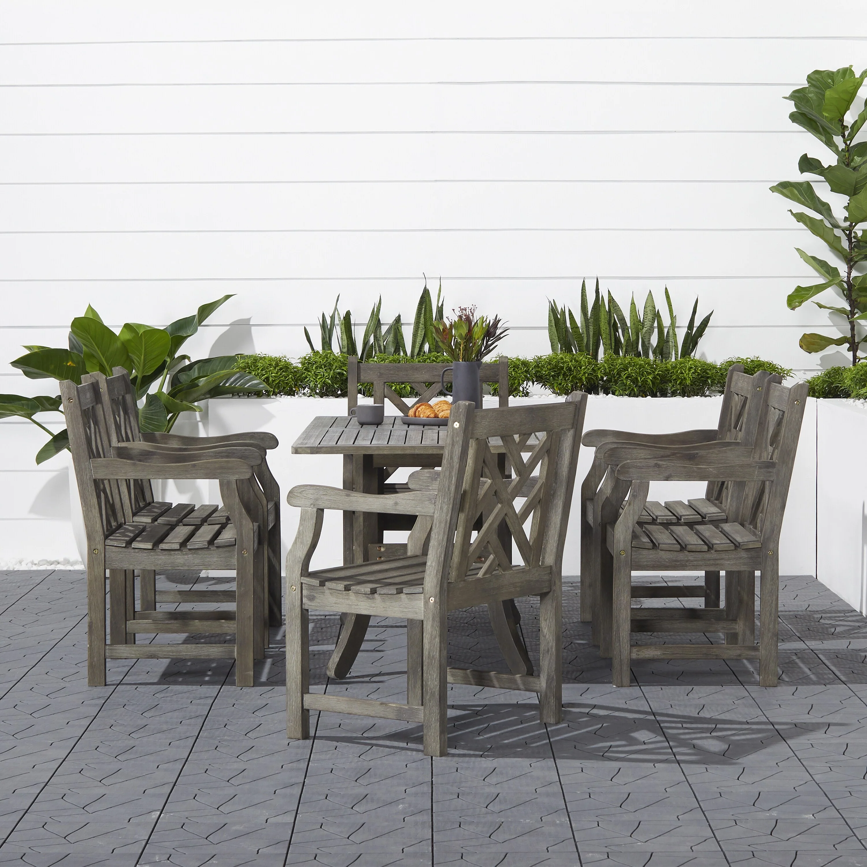 Surfside Hardwood 7-piece Rectangular Table and Armchair Outdoor Dining Set by Havenside Home