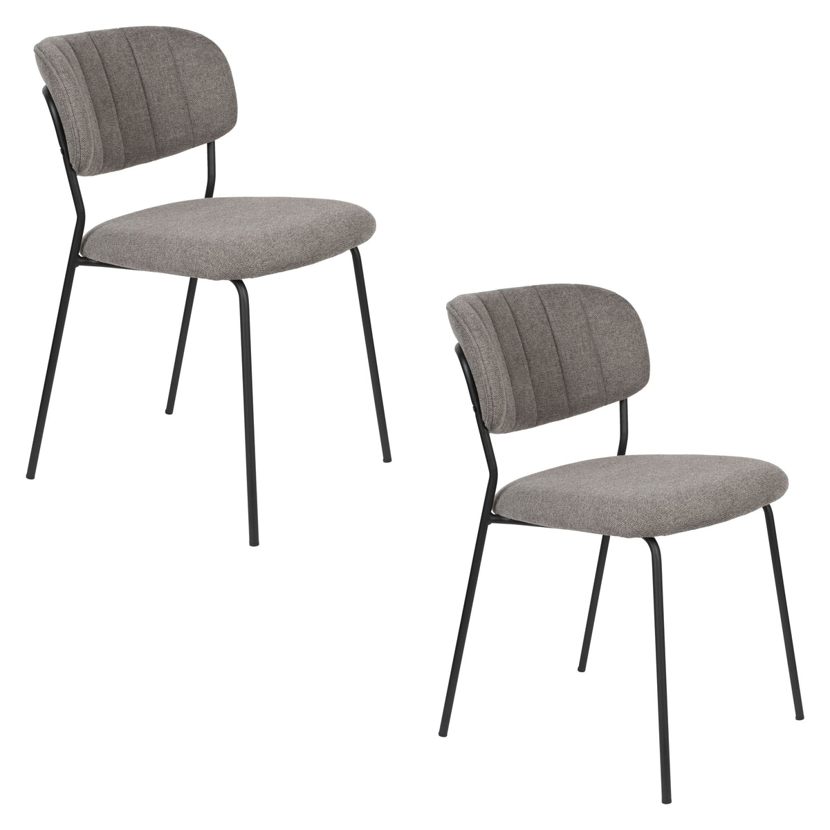 Housecraft Living Jolien Eetkamerstoelen Zwart/ Grijs - Set van 2