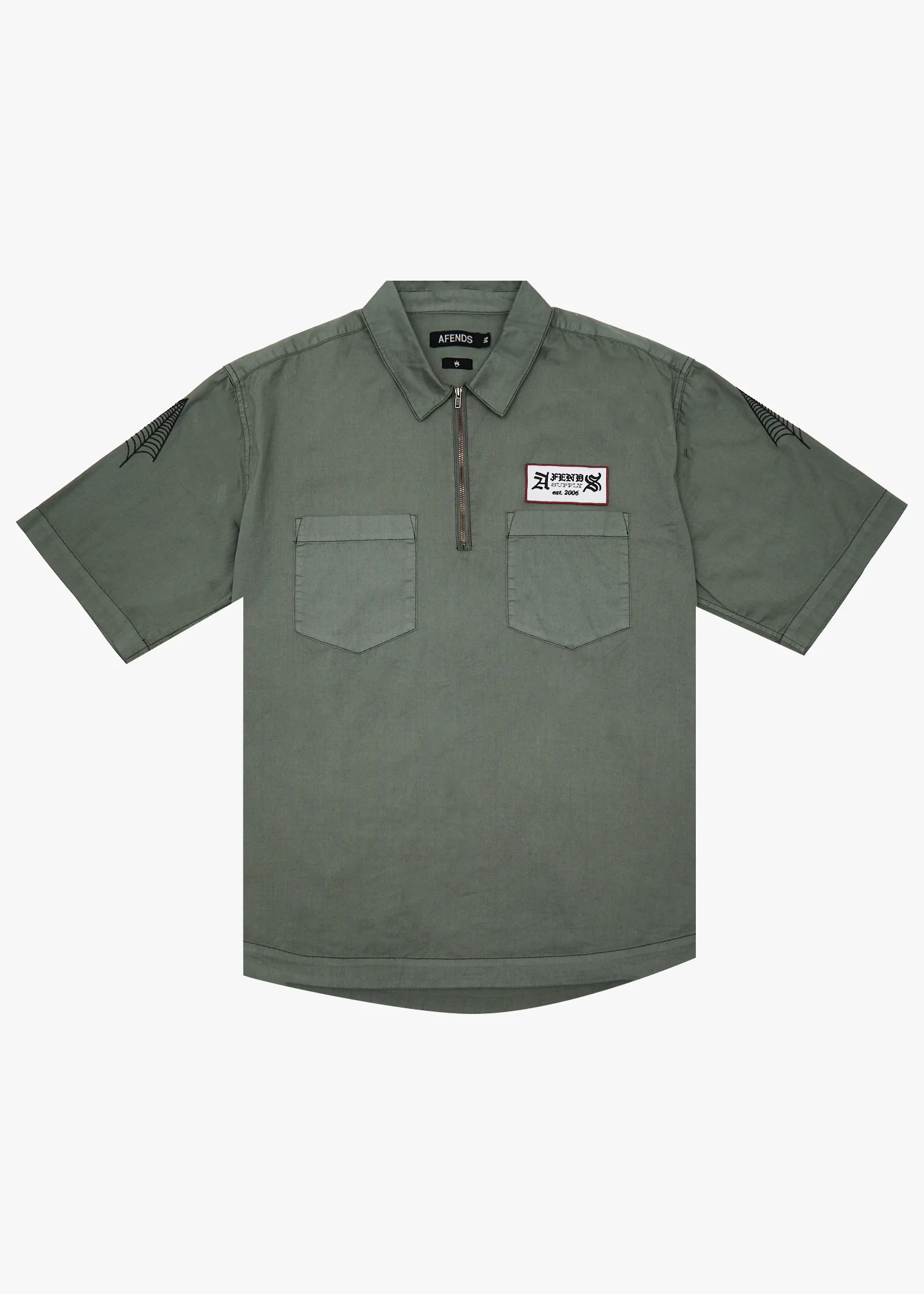 AFENDS Mens Supply - Workwear Short Sleeve Shirt - Washed Sycamore