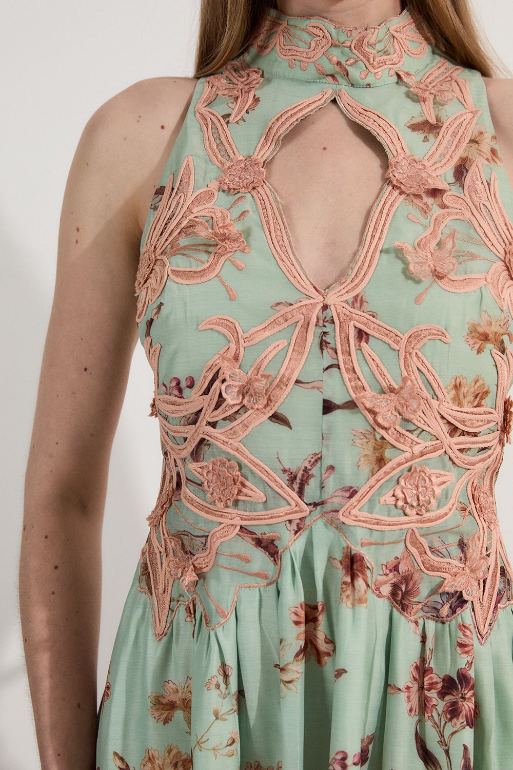 KarenMillen Floral Applique Lace Maxi Dress