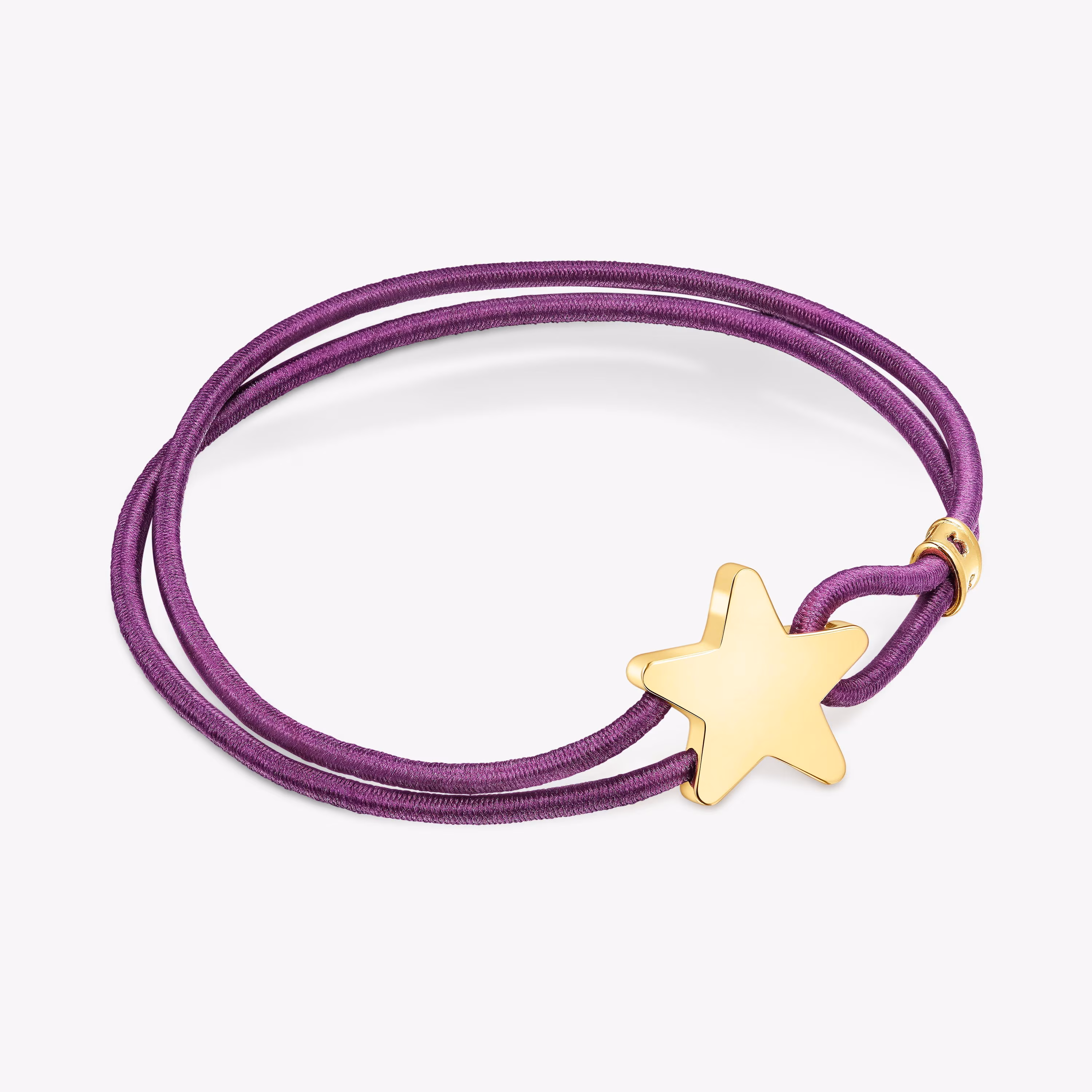 Pulsera elástica lila con estrella con baño de oro 18 kt sobre plata Sweet Dolls