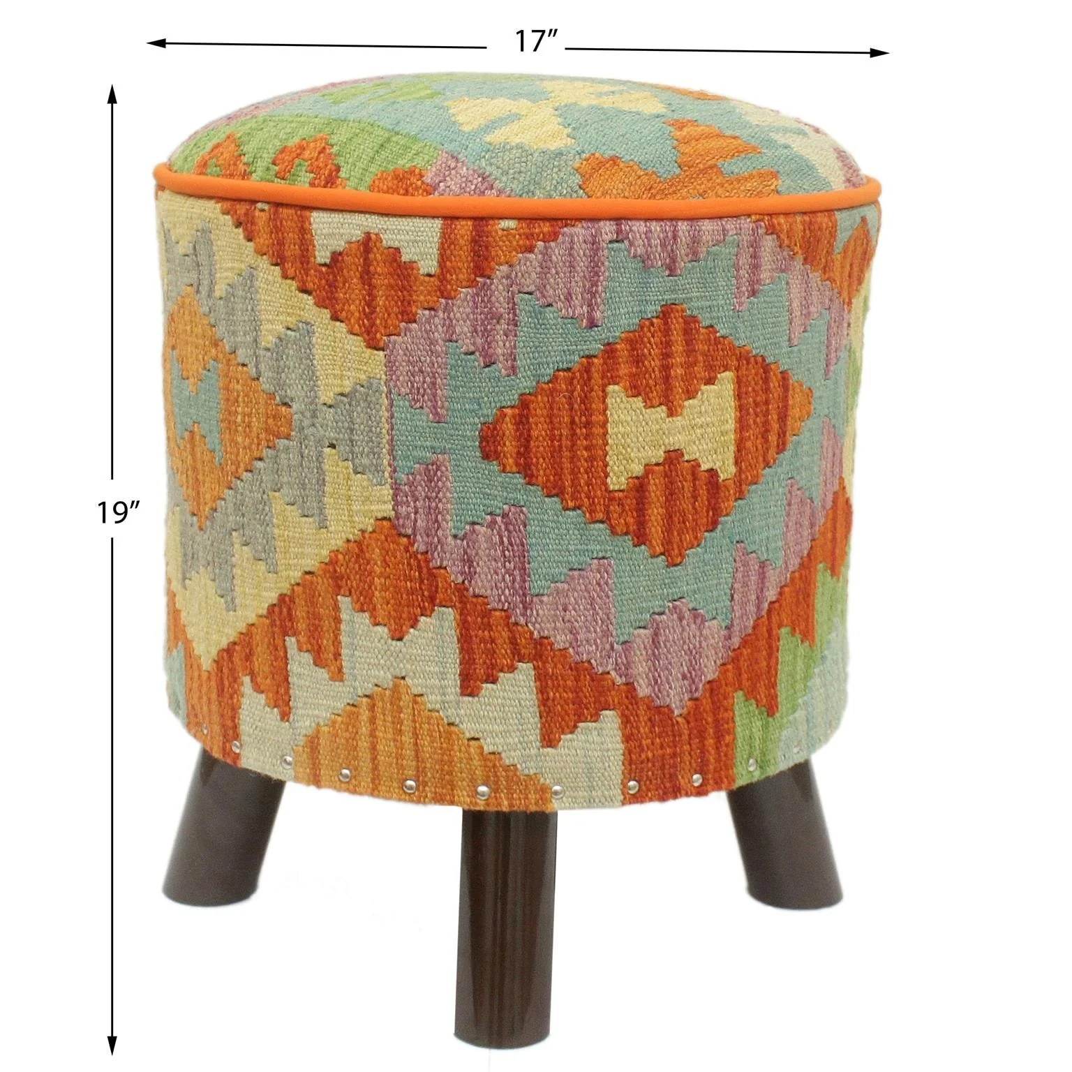 Rustic Barrett Handmade Kilim Upholstered Footstool