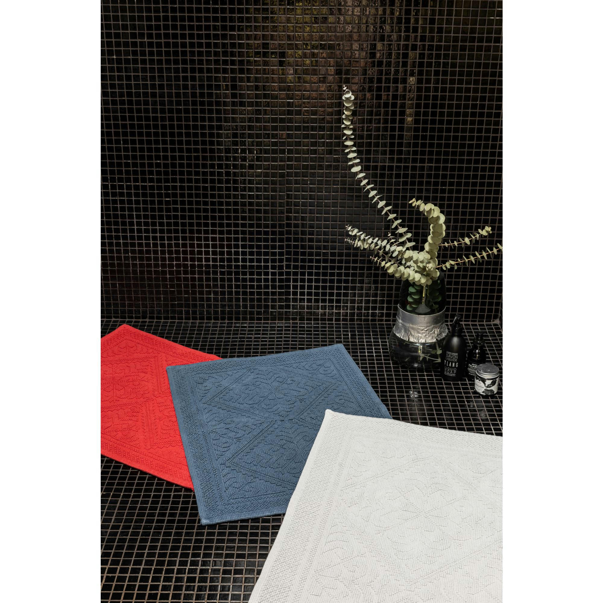 ENZO - Tapis de bain uni  en coton tempete 54 x 64