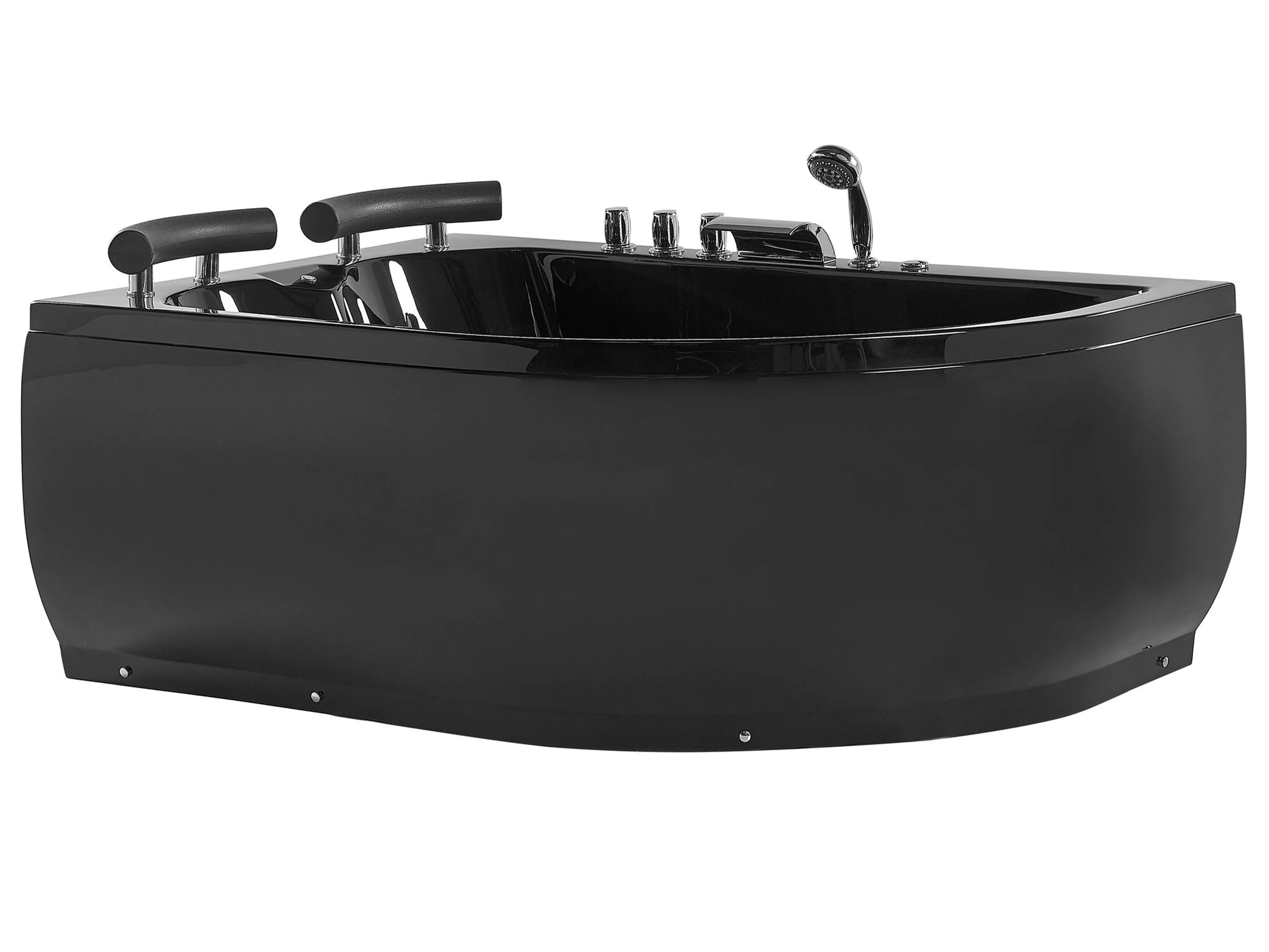 Corner Hot Tub with LED PARADISO Left Hand 1580 x 1130 mm Black