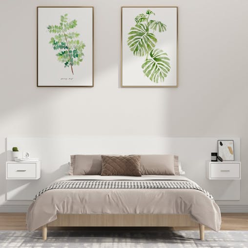 NNEVL Bed Headboard with Cabinets White Engineered Wood
