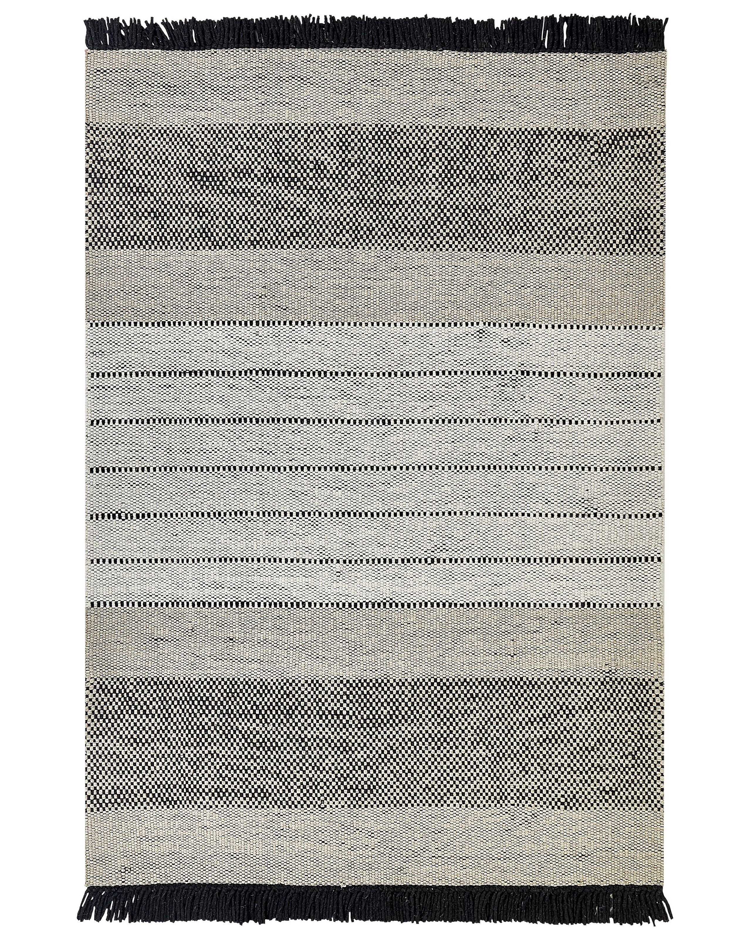 Dywan 140x200 cm wełna beżowo-czarny