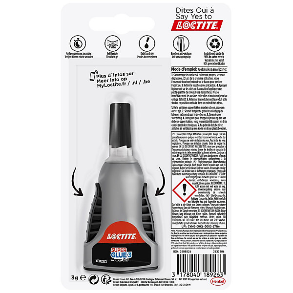 Colle Superglue-3 Control Power Flex Loctite 3g