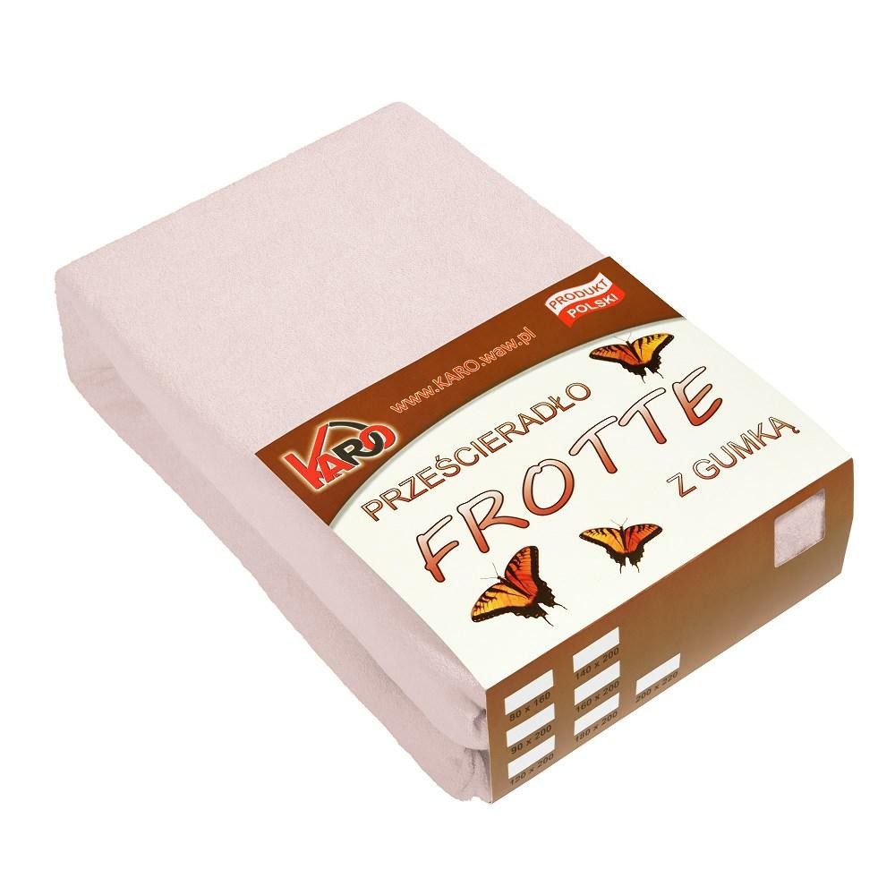 Prześcieradło frotte z gumką 160x200 różowe pudrowe 064 KARO