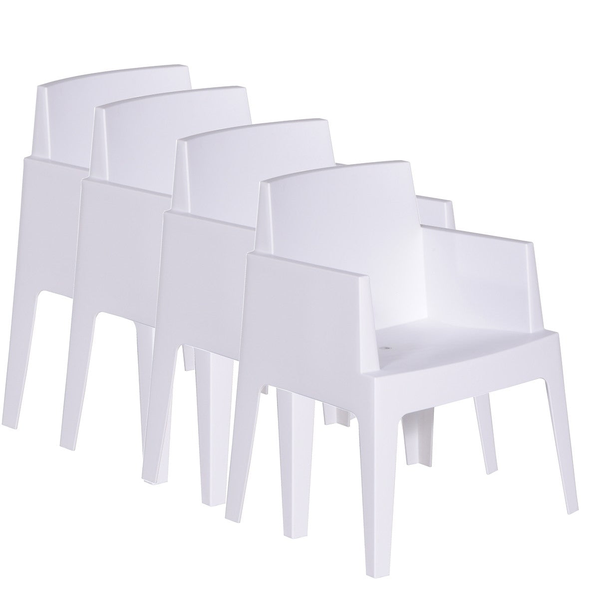 Garden Impressions tuinstoel Box wit - 4 stuks