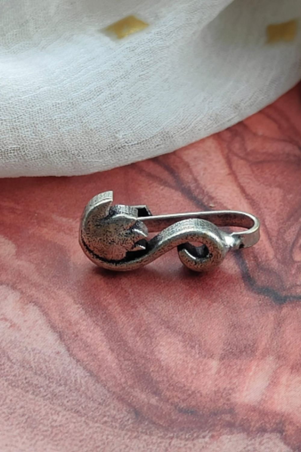 The Colourful Aura Lotus Floral Oxidized Silver Clip on Non Pierced Tribal Boho Nose Pin