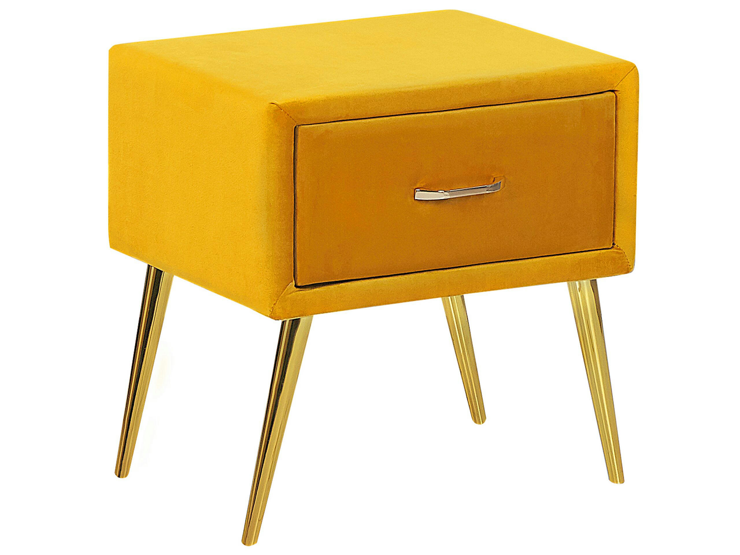FLAYAT - Table de chevet en velours jaune
