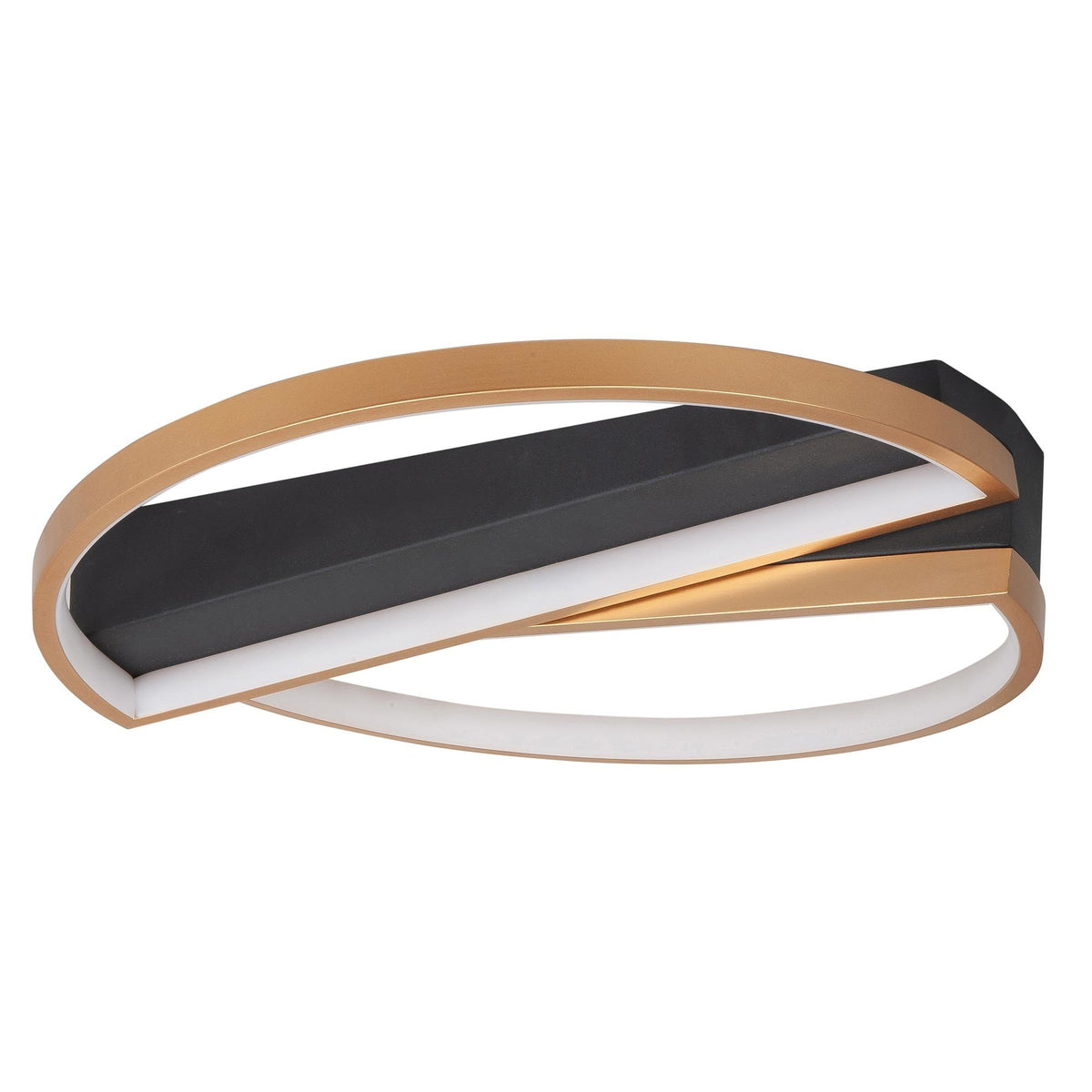 Highlight plafondlamp Helios - 2 lichts - 44 x 8  cm - zwart - mat goud