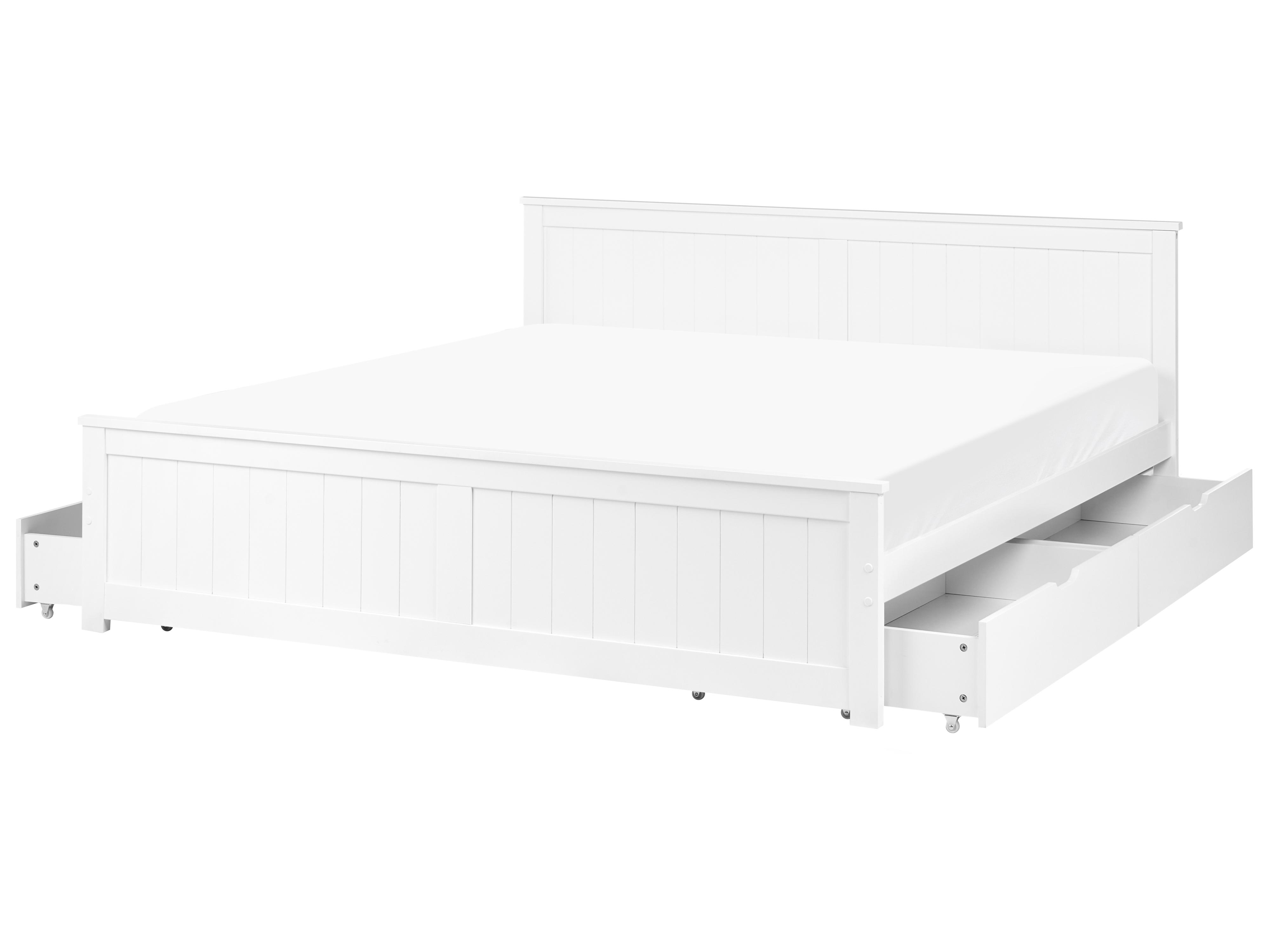 Bed with 4 Drawers Pine Wood SABRAN 180 x 200 cm (EU Super King) White