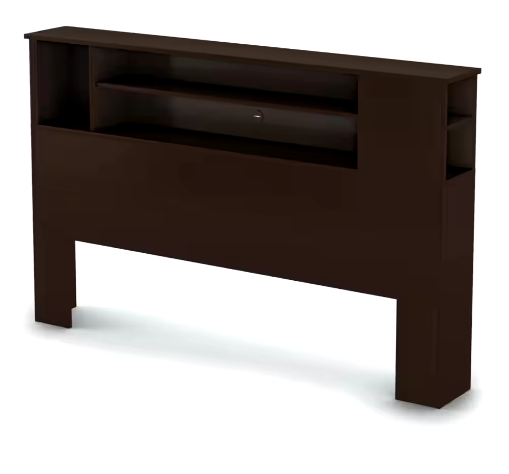 South Shore Vito Queen Bed Bookshelf Headboard Bedroom Storage/Display, Pure White