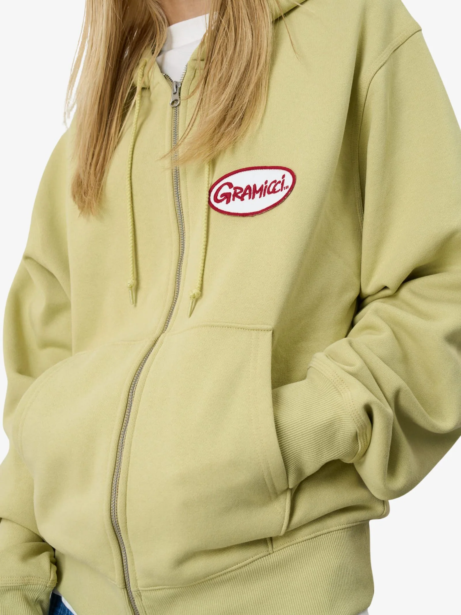 Oval Patch Zip Hooded Sweatshirt