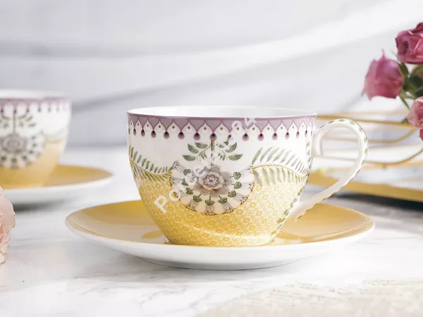Komplet 2 filiżanek ze spodkiem 0,3 L Pip Studio - Lily & Lotus Yellow 51.L&LY.004.215