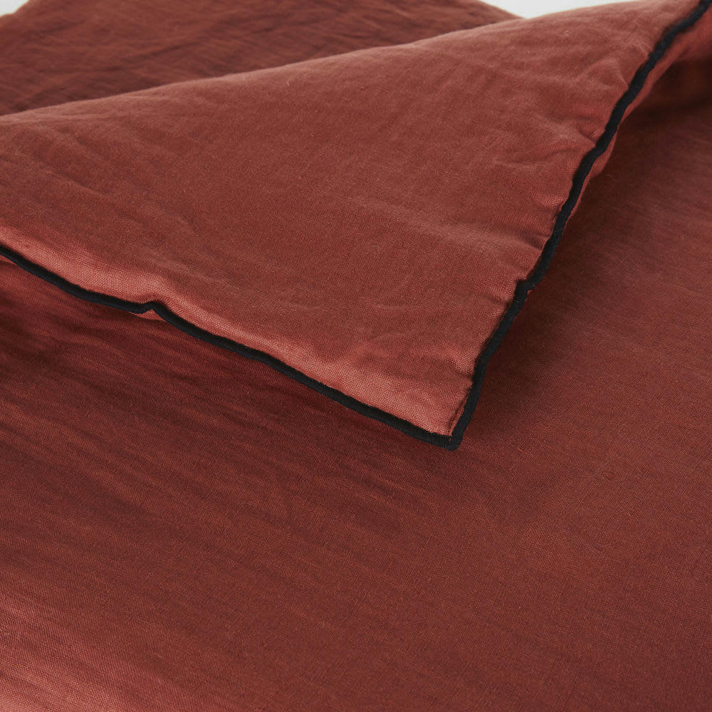 - Boutis en lin lavé terracotta 200x100