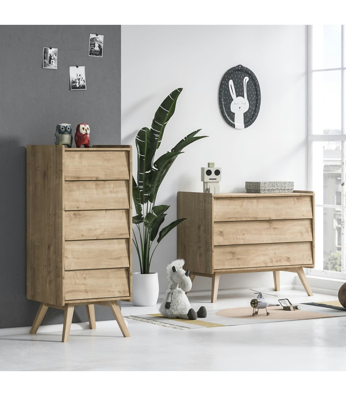 VINTAGE - Commode 3 Tiroirs Pieds en Chêne L100 cm