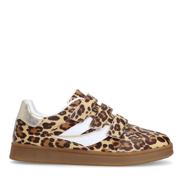 Leopard sneakers met klittenband