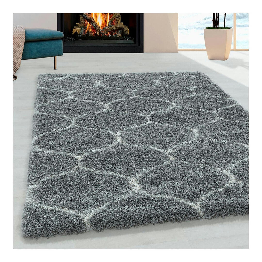 LOKALT - Tapis géométrique baroque en polypropylène gris 60x110