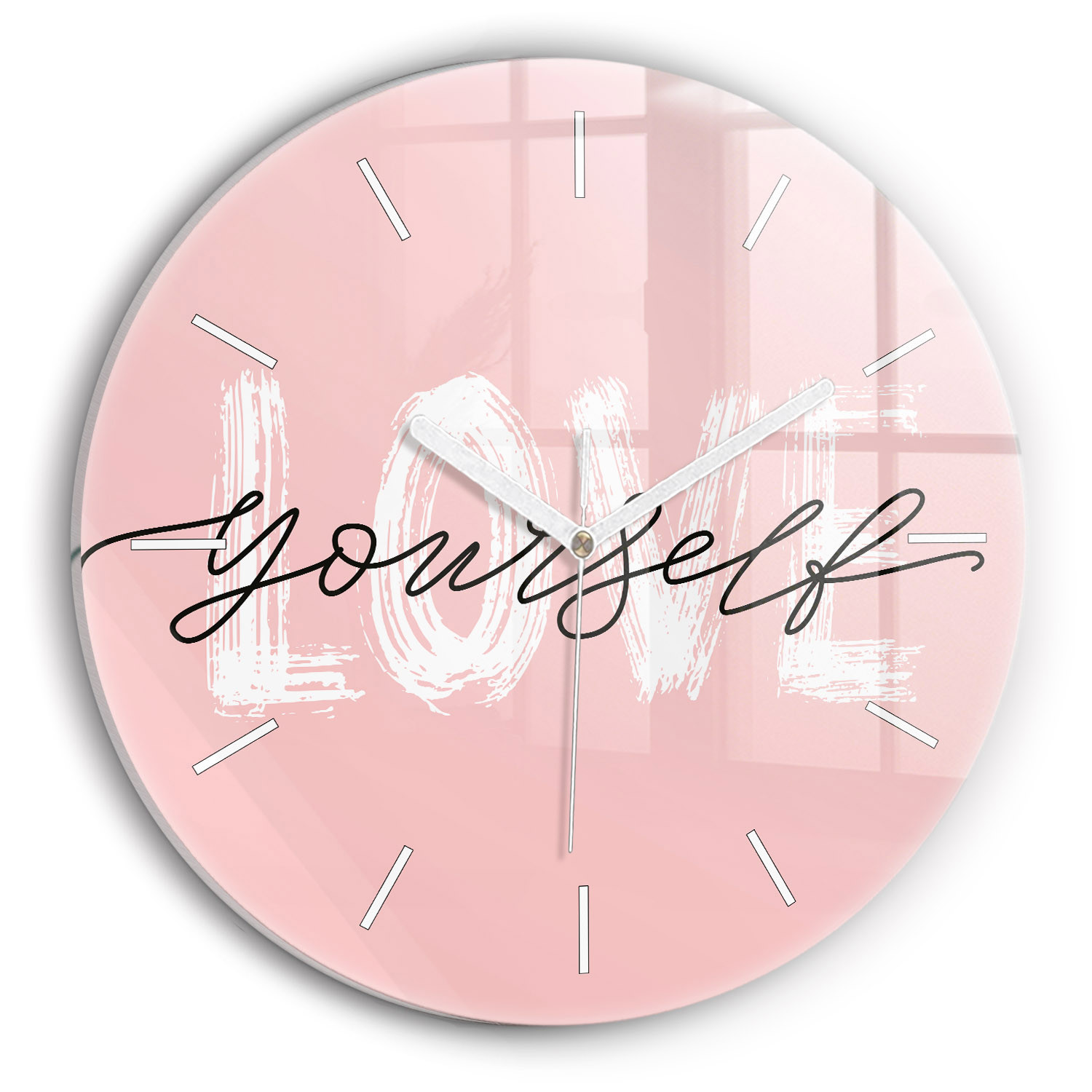 Zegar ścienny dekoracyjny cichy Napis Love yourself fi30