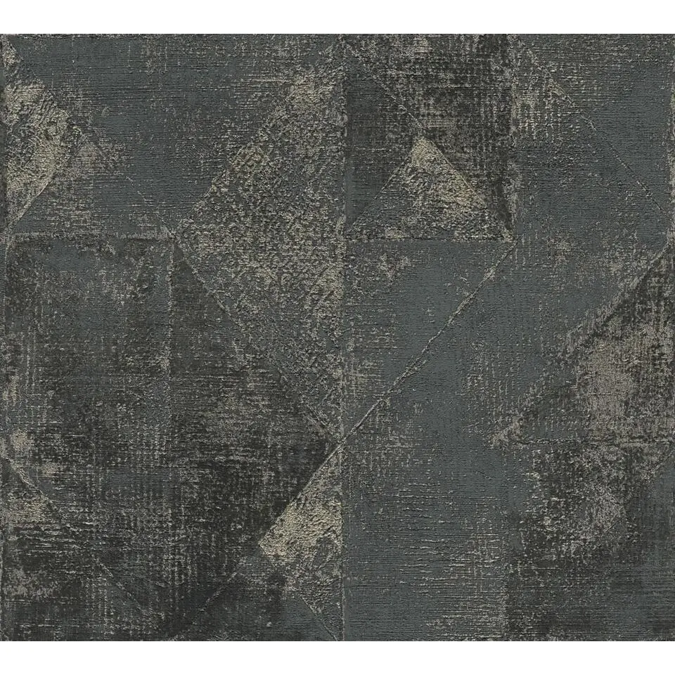 Livingwalls behang grafisch motief zwart en goud - 53 cm x 10.05 m