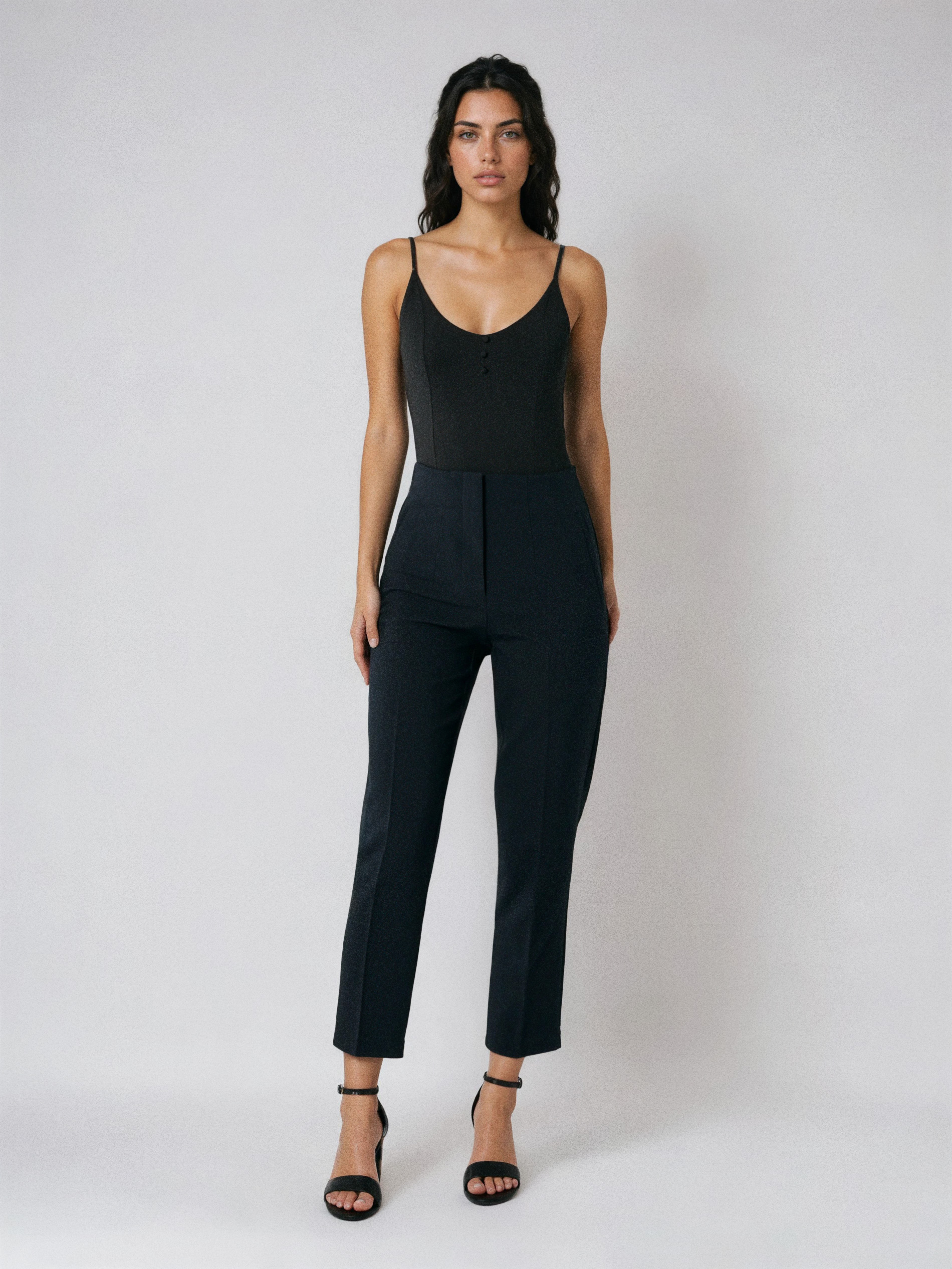 Cygaretki slim fit z wysokim stanem z domieszką wiskozy