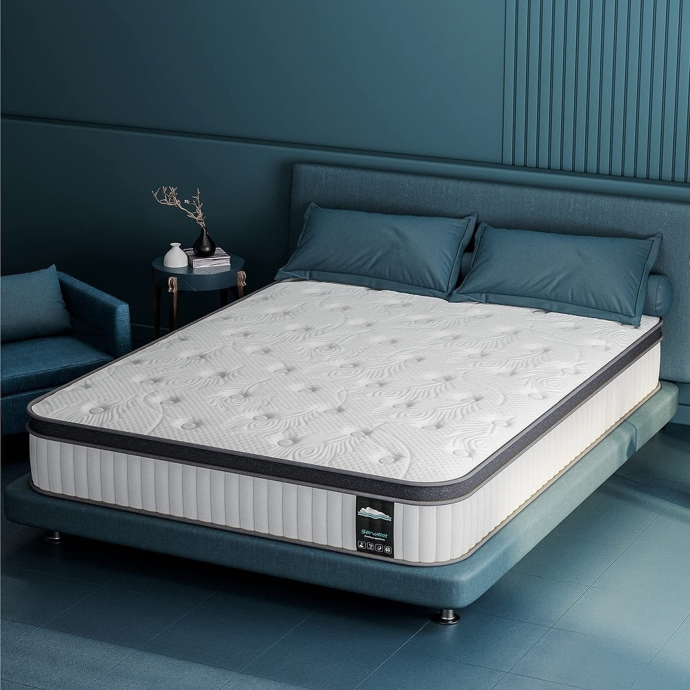 10 Inch Hybrid Mattress, Memory Foam Pocket Spring Mattress,Mideum Comfort,Twin,Full, Queen Mattress - White