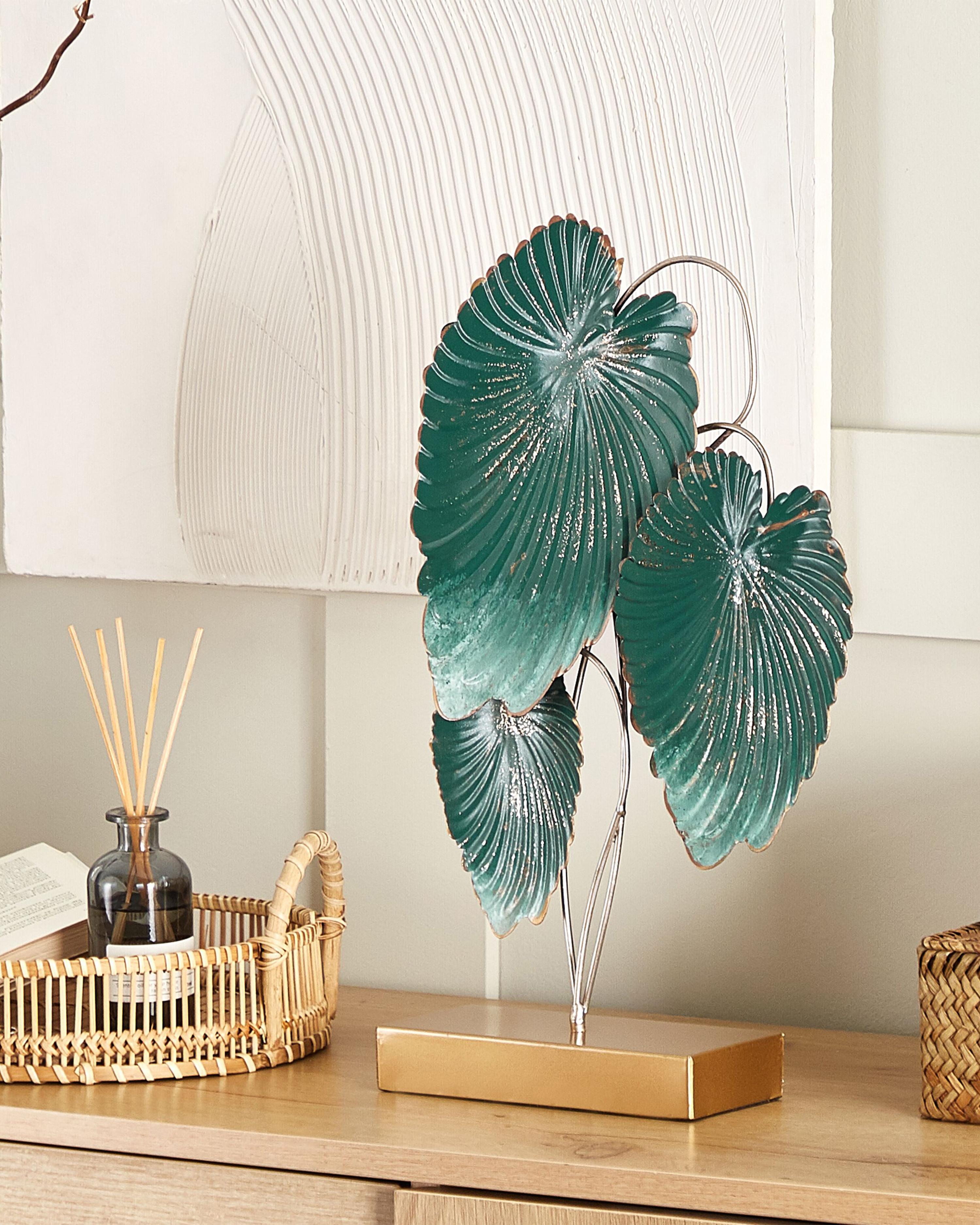 Figurine Leaf SODIUM Metal Teal