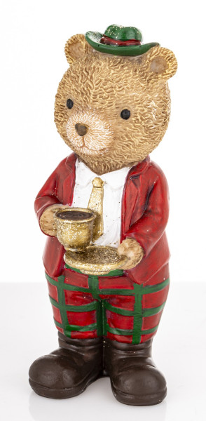 Figurka - Miś brązowyz filiżanką herbaty 12,5x6x5 cm