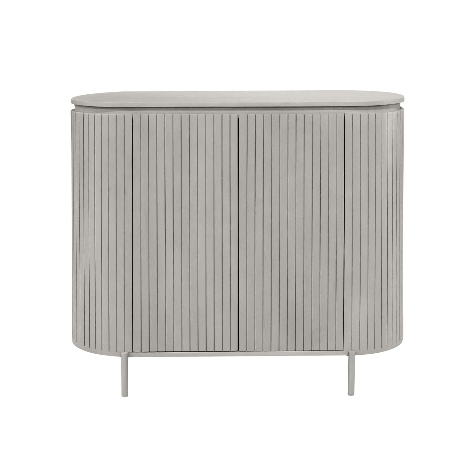 Petit buffet gris en bois rainuré 2 portes CALERO