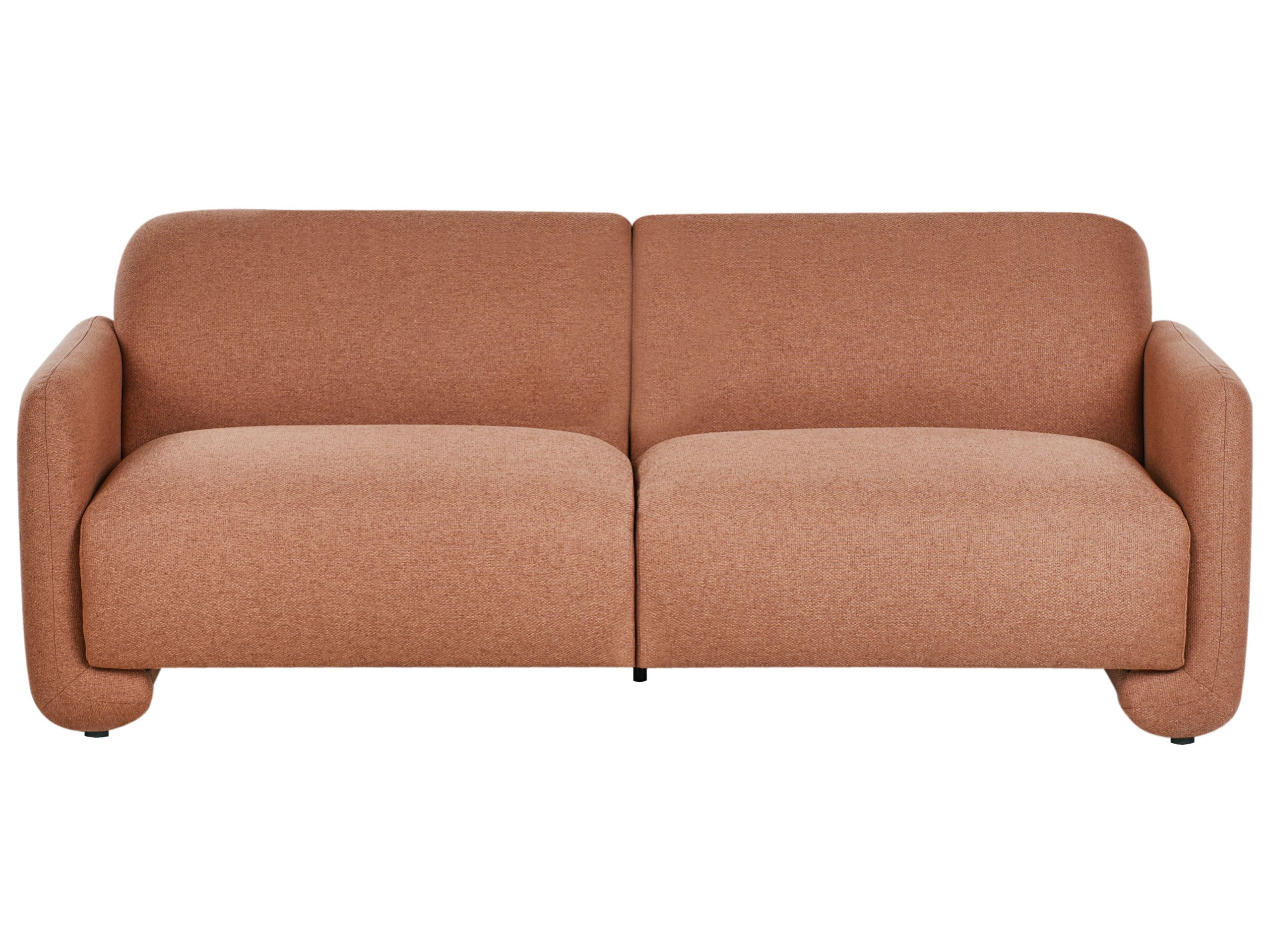 Sofa 3 osobowa poliester styl retro złotobrązowa