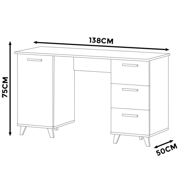 Biurko białe komputerowe skandynawskie 3 szuflady 138cm