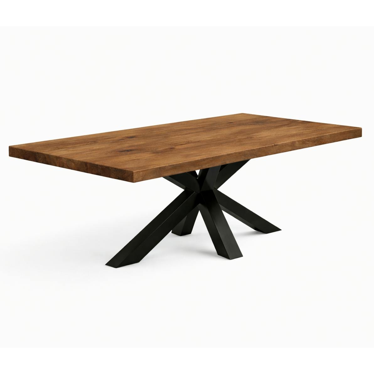 Table extensible bois brun bords droits pied noir 200 cm PALERME
