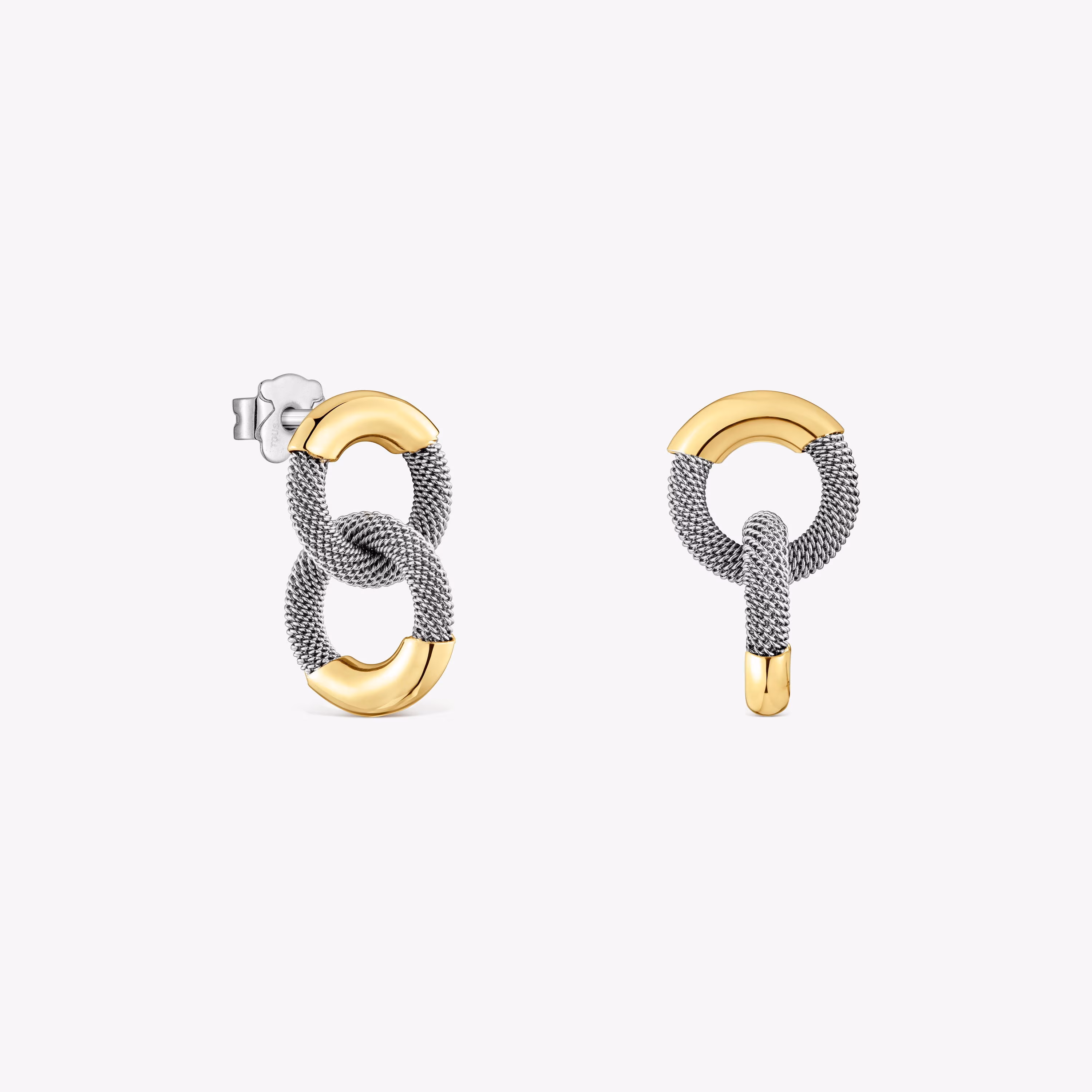 Pendientes cortos de acero y oro 14 kt TOUS Unlock