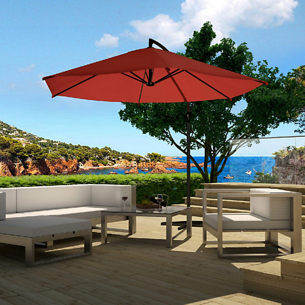 Parasol terracotta déporté rond 3 x 3 m degrés PORTICCIO