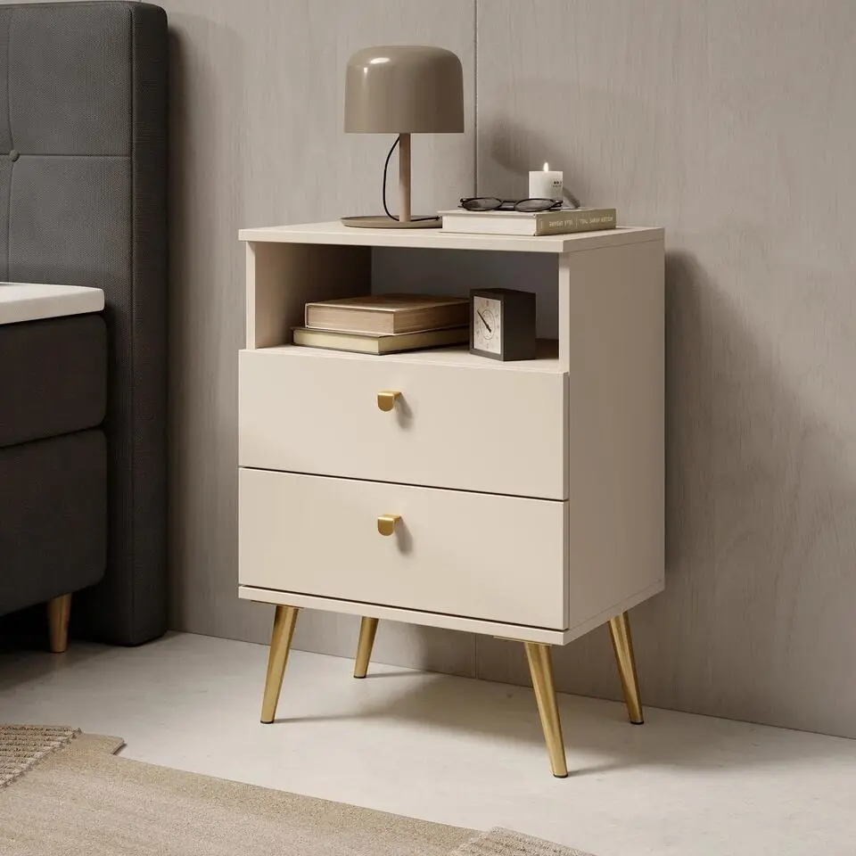 Meubella - Nachtkastje Hidde - Beige - 50 cm