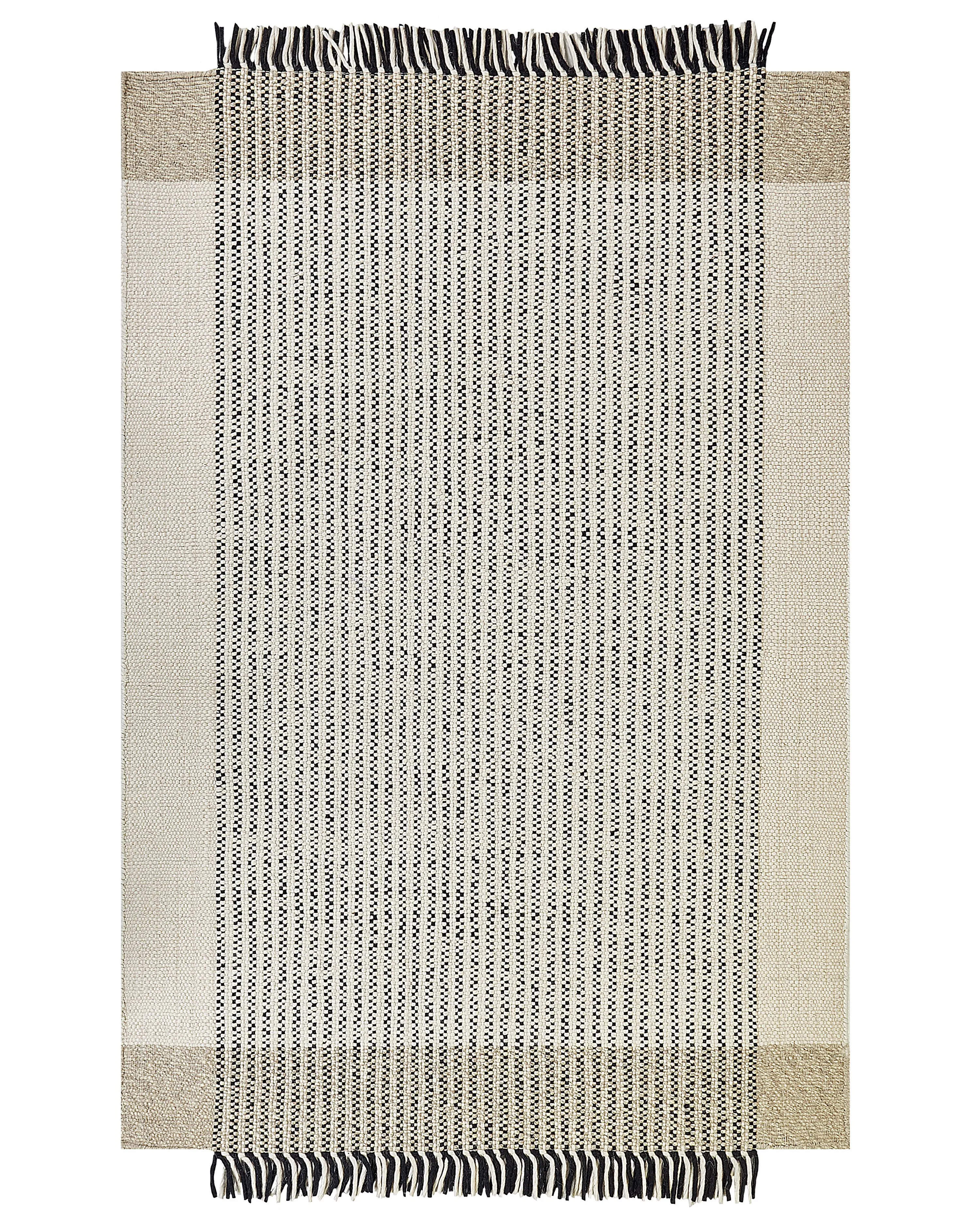 Rug DIVARLI Beige 140 x 200 cm Wool