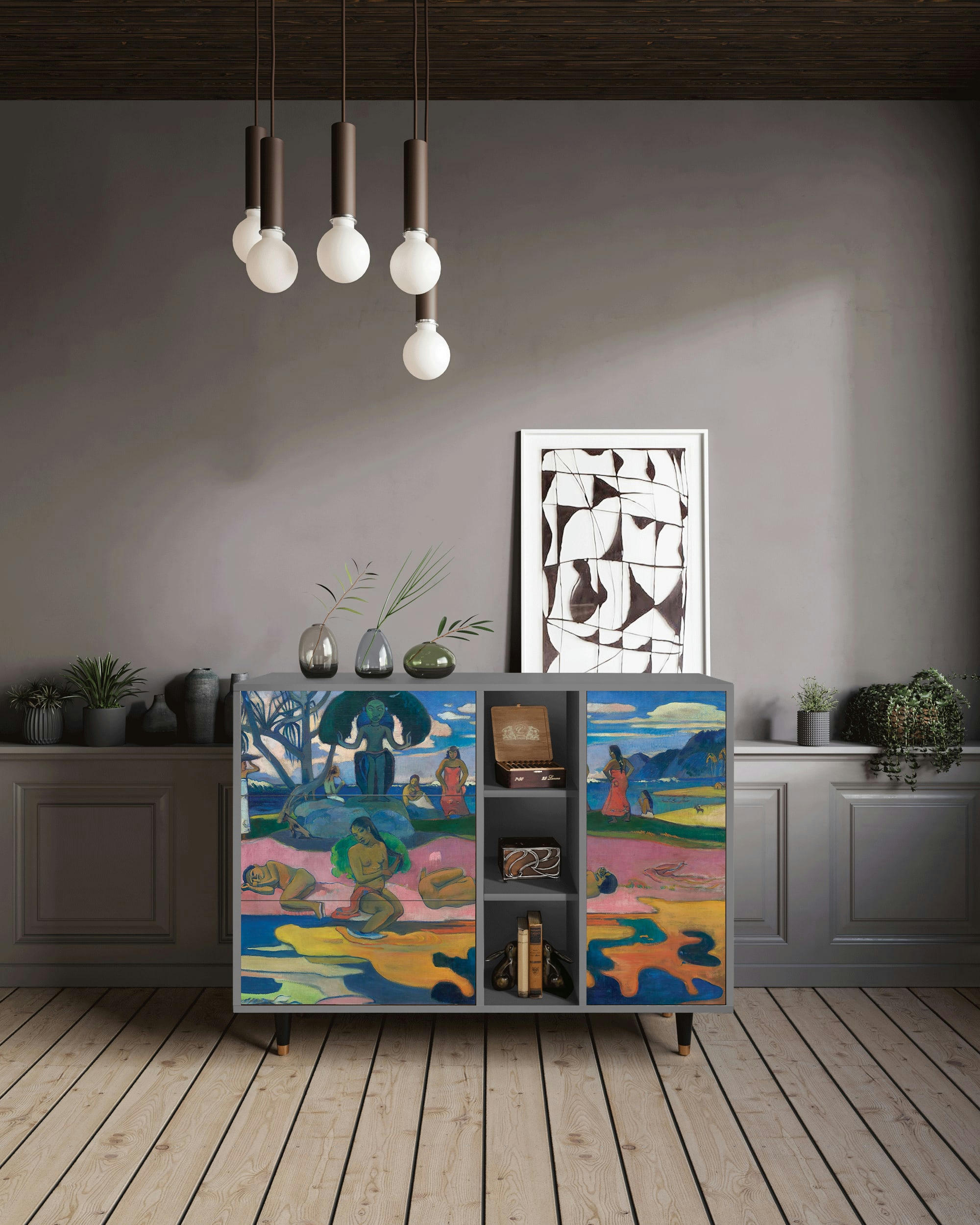 DAY OF THE GOD BY PAUL GAUGUIN - Buffet  multicolore 3 tiroirs et 1 porte L 125 cm