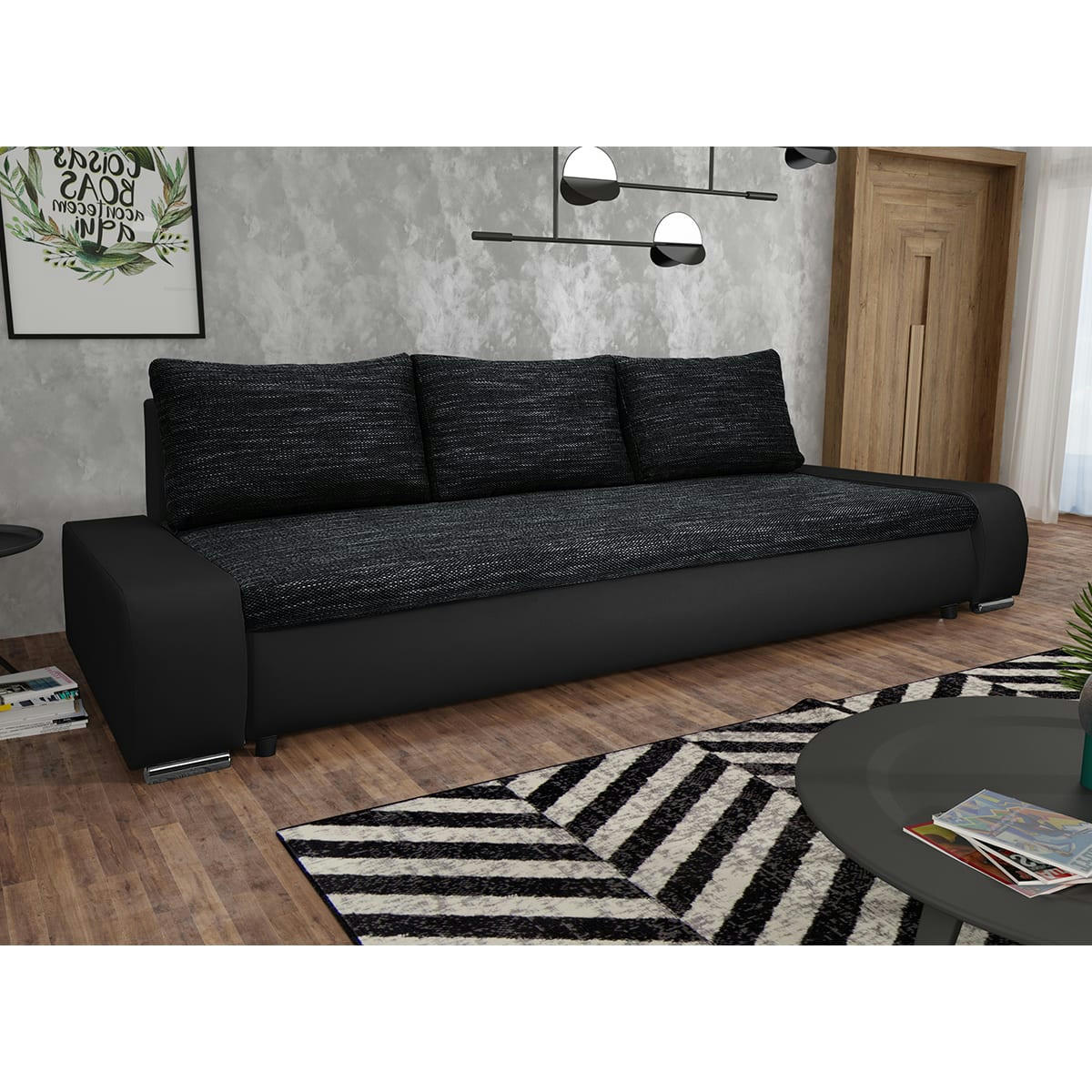 - Canapé convertible 3 places noir