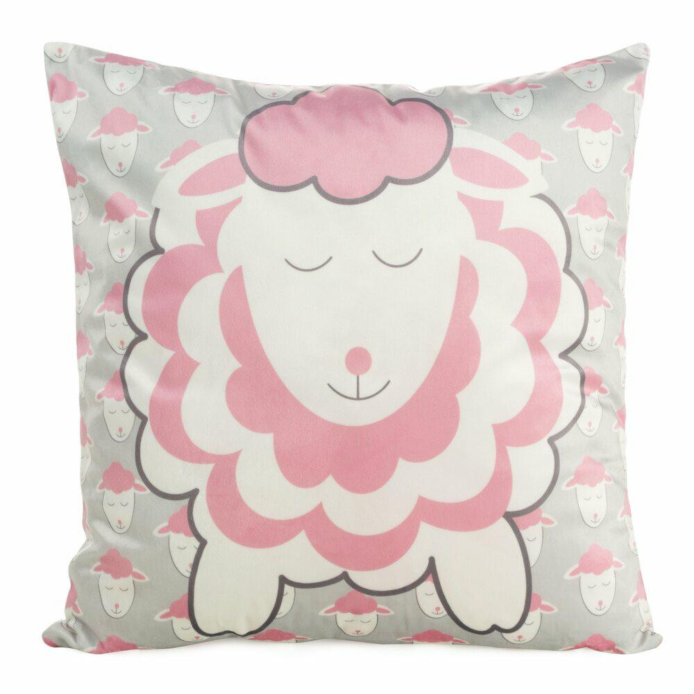 Poszewka dekoracyjna dla dzieci KIDS Baranki 45x45 cm różowo srebrna